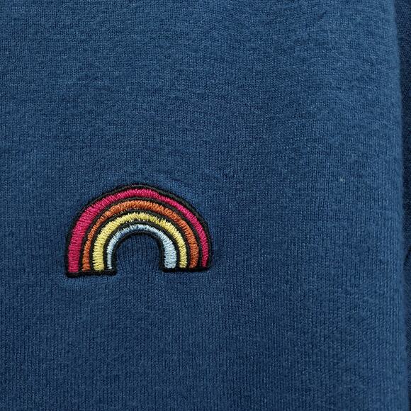 Spiritual Gangster Women's Navy Embroidered Rainbow Savasana Pullover Sweater M - Picture 4 of 11